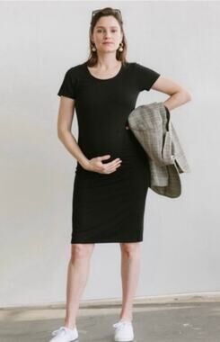 Storq On Repeat Short Sleeve T-Shirt Dress Black Maternity XL (Size 5) Modal